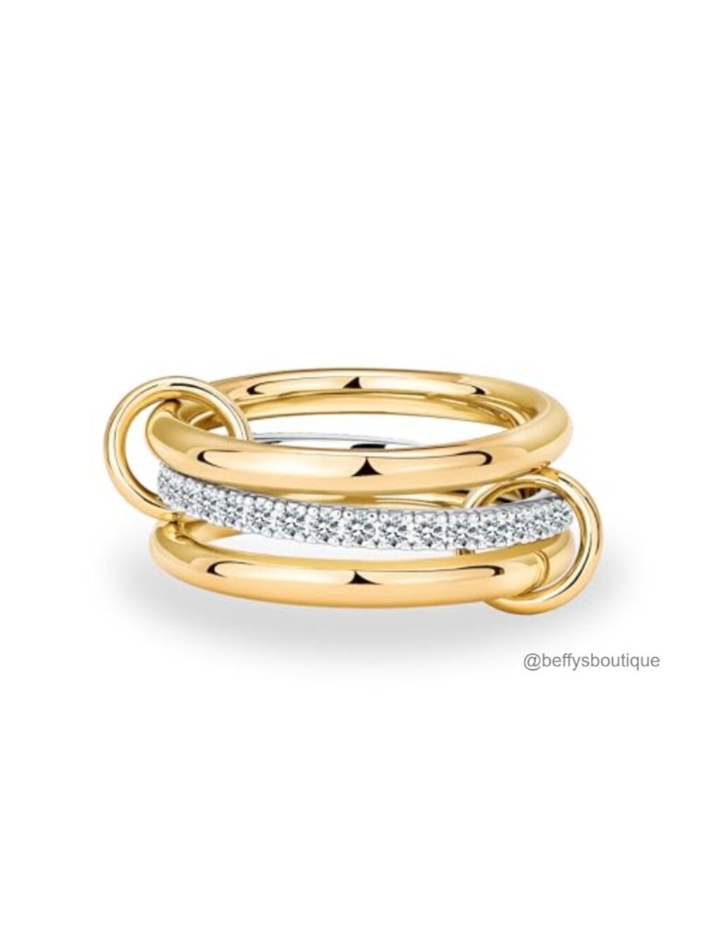 14K Gold Plated Interlocking Stackable Ring Pave CZ Trinity Band